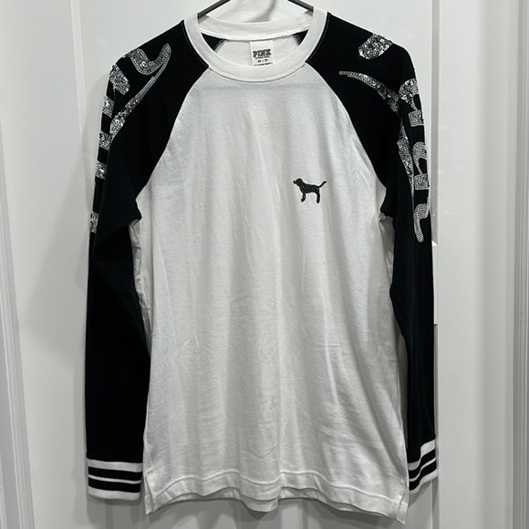 VS PINK Long-sleeve Top With Silver Bling - Picture 1 of 8